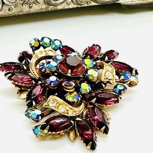 Vintage Purple Rhinestone Brooch
